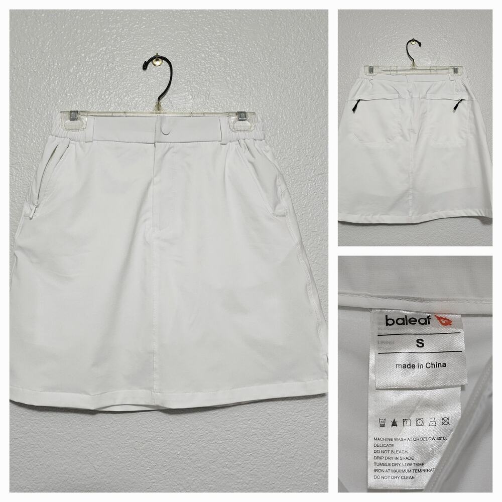 BALEAF Women’s High Waisted Golf, Tennis 16” Skort Skirt w/Pockets White Small